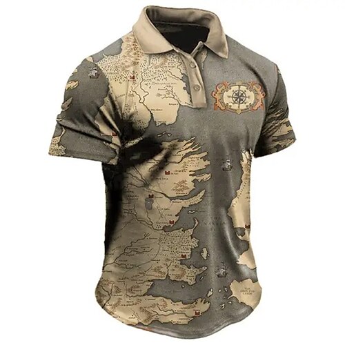 

Per uomo Polo con bottoni Polo con risvolto POLO Camicia da golf Golf Mappa Stampe astratte Vintage ▾ Collo ripiegabile Cachi Esterno Strada Maniche corte Stampa Abbigliamento Sportivo Di tendenza