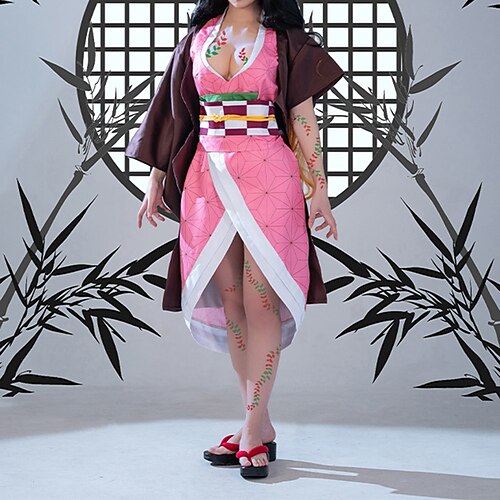 

Inspiriert von Dämonentöter: Kimetsu no Yaiba Kamado Nezuko Anime Cosplay Kostüme Japanisch Maskerade Cosplay-Anzüge Kimono Mantel Für Damen