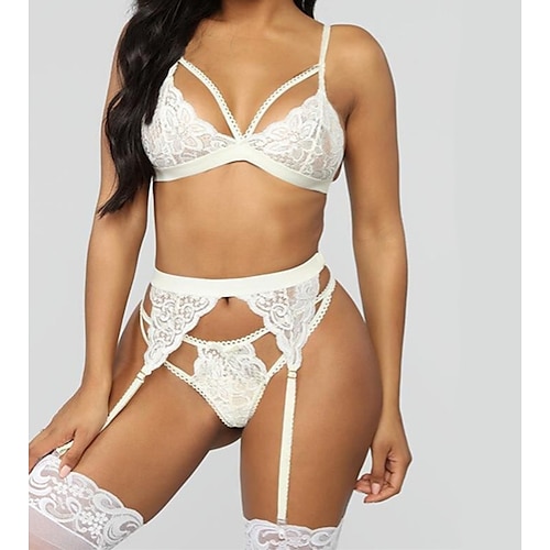

insieme a tre pezzi sexy di tentazione del pizzo di stile a tre punti delle signore