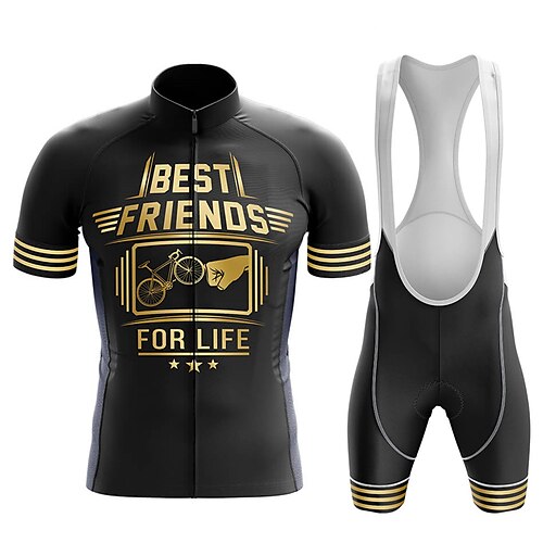 

21Grams Herre Cykeltrøje og shorts med seler Kortærmet Bjerg Cykling Vej Cykling Sort Cykel Svedtransporende Hurtigtørrende Spandex Sport Bogstav & Nummer Tøj
