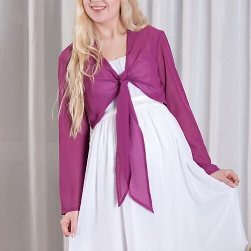 

Schals Wickeltücher für Frauen Einfarbig Elegant Langarm Chiffon Hochzeit Schals Mit Pure Farbe Für Party Frühling Sommer