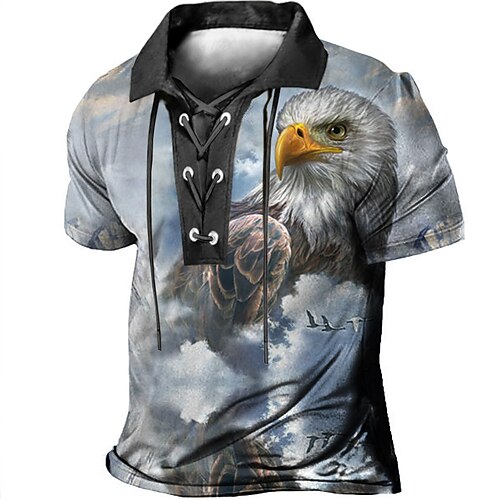 

Herre POLO T-skjorte Golf skjorte Grafiske trykk Ørn Aftæpning Gul Rosa Blå Grønn utendørs Gate Kortermet Snorer Trykt mønster Klær Sport Mote Gatemote Designer