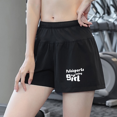 

Dame Løbeshorts Træningsshorts 2 i 1 Lynlåslomme Underdele Atletisk atletiktøj Spandex Åndbart Svedtransporende Blød Fitness Gym Træning Marathon Sportstøj Sportstøj Sort Hvid Gul