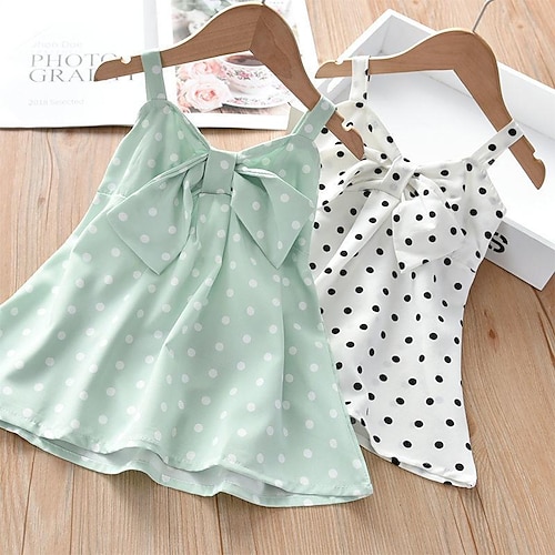 

Barn Jente Kjole Blomstret Hjerte Uformell kjole Ovenfor knéet Kjole utendørs Løse skuldre Ermeløs Aktiv Kjole 3-7 år Sommer Gul blomstret kjole Hvit Love Suspender Dress Grønn polka dot slip kjole