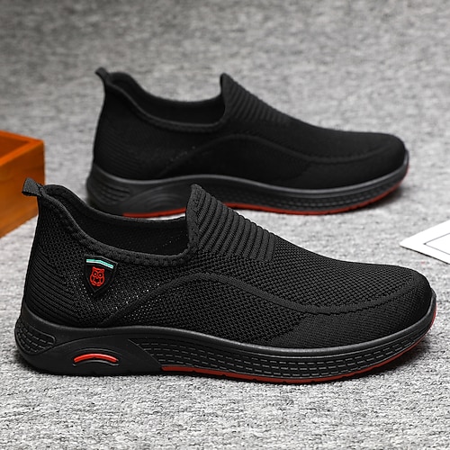 

Herre Tøfler & Slip-ons Flyknit sko Afslappet Daglig Løb Flyvende vævning Åndbart Sort Grå Sommer Forår