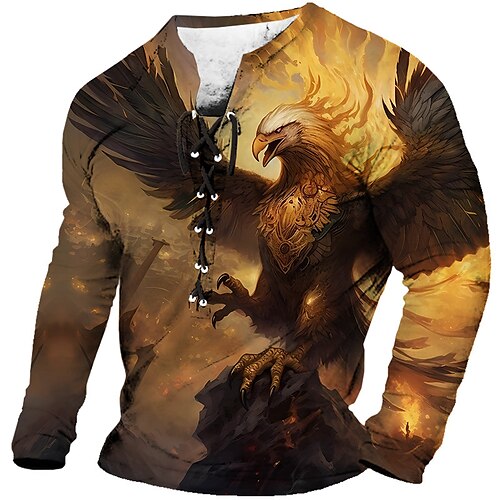 

Per uomo maglietta Pop art Animali Colletto Abbigliamento Stampa 3D Giornaliero Per uscire Manica lunga Lacci Stampa Di tendenza Originale Comodo
