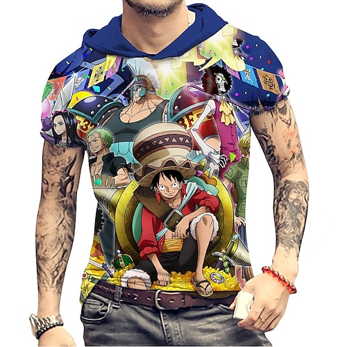 

One Piece Affe D. Ruffy Roronoa Zoro Zeichentrick Sportbekleidung Zurück zur Schule Anime Harajuku Grafik oben Für Herren Erwachsene 3D-Druck 100% Polyester