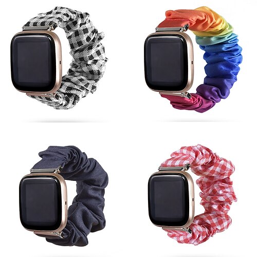 

Correa de Smartwatch Compatible con Fitbit Versa 2 / Versa Lite / Versa SE / Versa Lienzo Reloj inteligente Correa Mujer Dos tonos Eslático Banda Scrunchie Reemplazo Pulsera