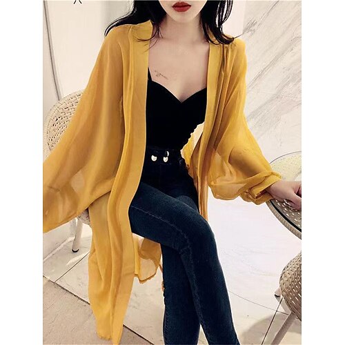 

Per donna Giacca sportiva Esterno Oversize Liscio Traspirante Streetwear Morbido Capispalla Manica lunga Estate Nero S