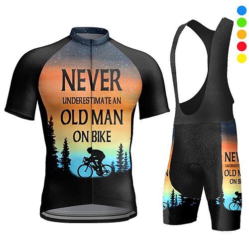 

21Grams Herre Sykkeljersey med bib-shorts Kortermet Fjellsykling Veisykling Gul Rød Lilla Grafisk Sykkel Treningsdrakt 3D Pute Pustende Fukttransport Hurtigtørkende Tilbake Lomme Polyester Spandex