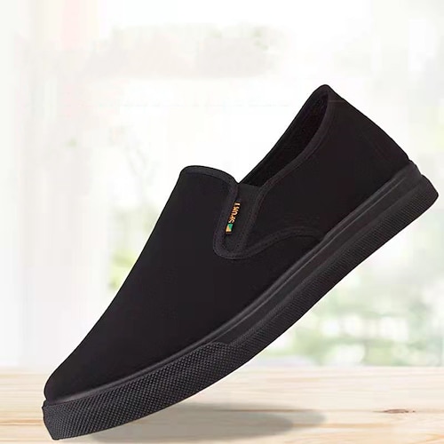 

Herren Loafer Slip On Komfort Schuhe Klassisch Brautkleider schlicht Outdoor Täglich Wanderschuhe Leinwand Atmungsaktiv Schwarz Frühling Herbst