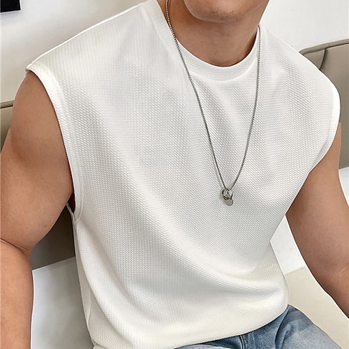 

Herren Tank Top Shirt Unterhemden Ärmelloses Hemd Glatt Rundhalsausschnitt Outdoor Ausgehen Ärmellos Bekleidung Modisch Designer Muskel