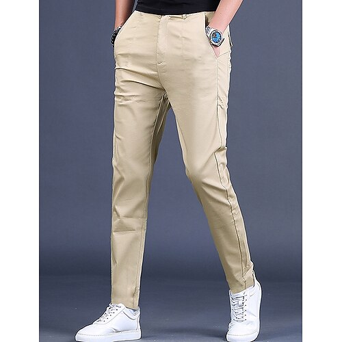 

Per uomo Pantaloni Chino Pantaloni chino Tasche Liscio Comfort Traspirante Esterno Giornaliero Per uscire Misto cotone Informale Cachi