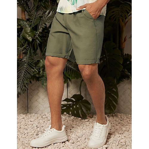 

Herren Shorts Kurze Hosen Chino Bermuda Shorts Bermudas Tasche Glatt Komfort Atmungsaktiv Outdoor Täglich Ausgehen Baumwollmischung Brautkleider schlicht Grün