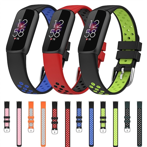 

Smartwatch-Band Kompatibel mit Fitbit Luxe Silikon Smartwatch Gurt Zwei Ton Wasserdicht Verstellbar Sportarmband Ersatz Armband