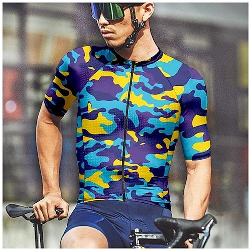 

21 grammi maglia da ciclismo da uomo manica corta bici top con 3 tasche posteriori mountain bike mtb bici da strada ciclismo traspirante strisce riflettenti assorbimento dell'umidità tasca posteriore