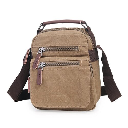 

Per uomo Borsa a tracolla Borsa a tracolla Tela Giornaliero Cerniera Tinta unica Nero Verde militare Cachi