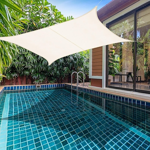 

tenda da sole vela vela beige rettangolo blocco uv baldacchino per patio cortile prato giardino attività all'aperto, tenda da sole cortile in grafite e esterno 2 3 m (6 × 10 piedi)