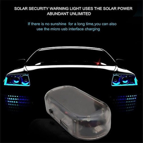 

starfire solenergi bil sikkerhetsalarm led lys anti-tyveri advarsel blinker falsk bil led lys blinker rød blå