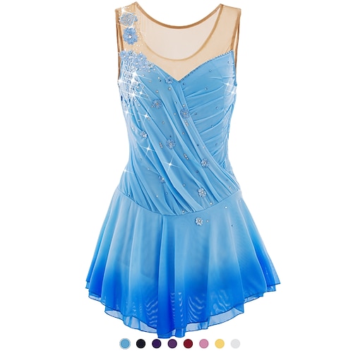 

Vestito da pattinaggio artistico Per donna Da ragazza Pattinaggio sul ghiaccio Vestiti Completi Viola chiaro Rosa baby Viola Floreale tintura sfumata Retato Elastene Elevata elasticità Competizione