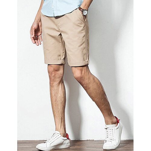 

Men's Shorts Chino Shorts Bermuda shorts Khaki Shorts Pocket Plain Comfort Breathable Outdoor Daily Going out Cotton Blend Casual Black Khaki