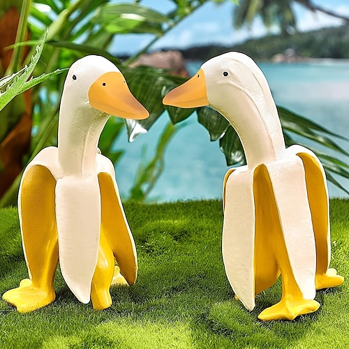 

1pc statue de canard banane, canard créatif avec statue de corps de banane, art créatif figurines en résine drôles mignon pelé banane canard ornement jardin sculpture décor pour patio, pelouses, cour,