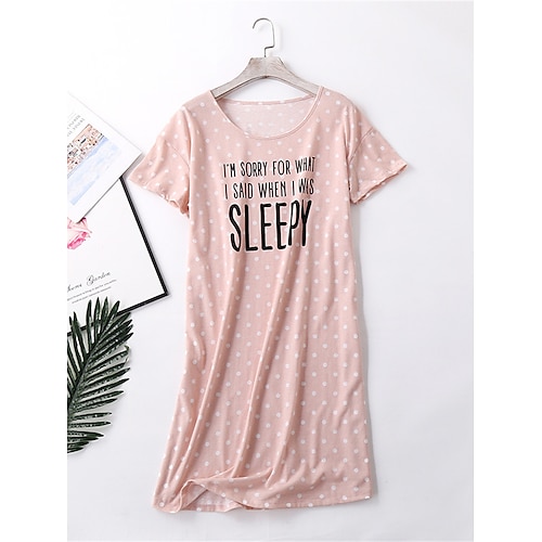 

Per donna Pigiami Camicia da notte Vestiti Alfabetico Puois Semplice Informale Comoda Interni Giornaliero Da letto Poliestere Traspirante Girocollo Manica corta Estate Primavera Rosa Blu