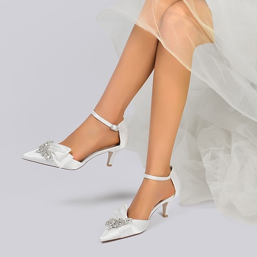 

Per donna scarpe da sposa Matrimonio Feste tacchi da sposa Scarpe da sposa Scarpe da damigella d'onore Estate Con diamantini Fiori di raso Tacco alto Appuntite Elegante Raso Listino alla caviglia