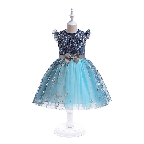 

Bambino Da ragazza Vestito da festa Cielo stellato Stella Vestito da festa Al ginocchio Vestito Prestazioni Retato Girocollo Manica corta Adorabile Vestito 3-10 anni Estate Blu