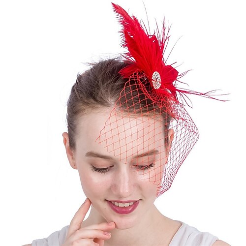 

fascinators Piume artificiali Kentucky Derby Corsa di cavalli Retrò Elegante Con Con diamantini Piume Copricapo Copricapo