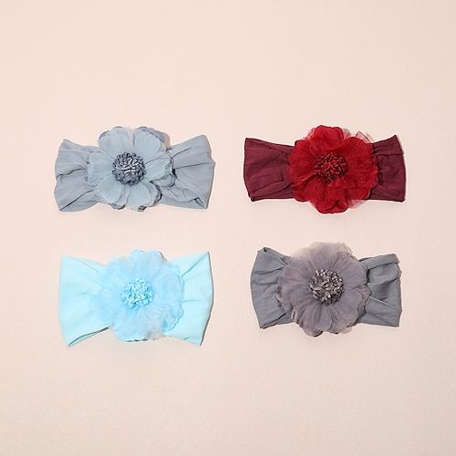 

4 Peças Bébé / Bebê Para Meninas Ativo / Doce Diário Floral Estilo Floral Poliéster Acessórios de Cabelo Colorido Tamanho infantil