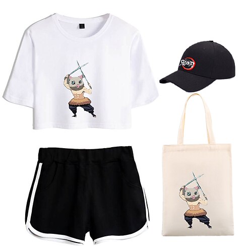 

Tueur de démons: Kimetsu no Yaiba Inosuke Hashibira Manches Ajustées Shorts Casquette de Baseball Imprime Art graphique Sac Short Chapeau Pour Femme Adulte Estampage à chaud 100 % Polyester Casual