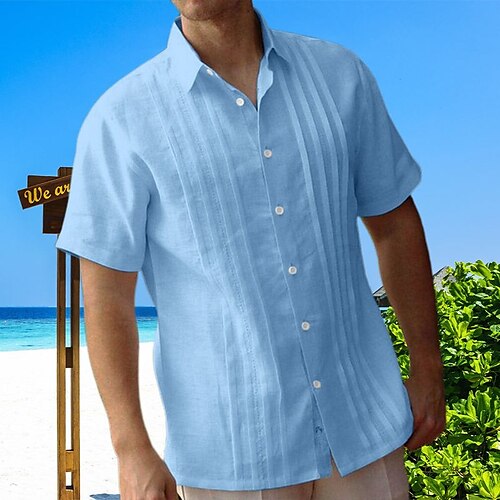 

Per uomo camicia di lino Camicia Camicia con bottoni Camicia estiva Camicia da spiaggia Bianco Rosa Blu Manica corta Liscio Bavero Estate Informale Giornaliero Abbigliamento