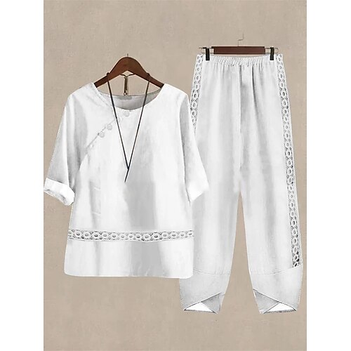 

Per donna loungewear Completi Colore puro Di tendenza Semplice Informale Strada Giornaliero Appuntamento Poliestere Traspirante Girocollo Manica lunga maglietta Pantalone Estate Primavera azzurro