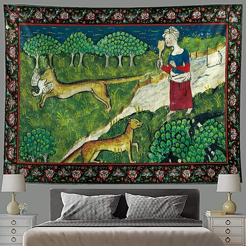 

Medieval Animal Hanging Tapestry Wall Art Large Tapestry Mural Decor Photograph Backdrop Blanket Curtain Home Bedroom Living Room Decoration