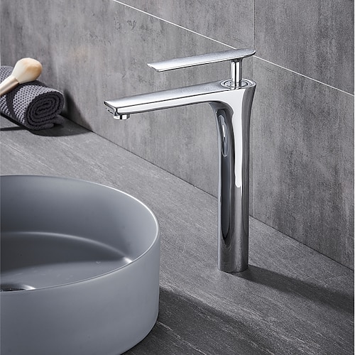 

miscelatore lavabo bagno alto corto, rubinetti monoblocco per lavabo monocomando monoforo a ponte, con rubinetti acqua calda e fredda