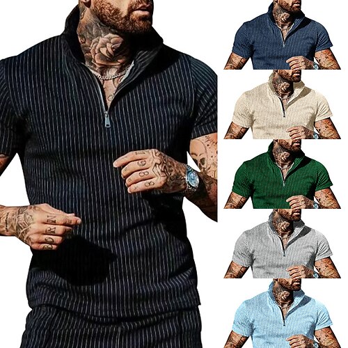 

Per uomo POLO Camicia da golf Golf Informale Per eventi Bavero Chiusura lampo quarto Manica corta Di tendenza Essenziale Liscio Chiusura lampo quarto Estate Standard Nero Blu marino scuro Azzurro