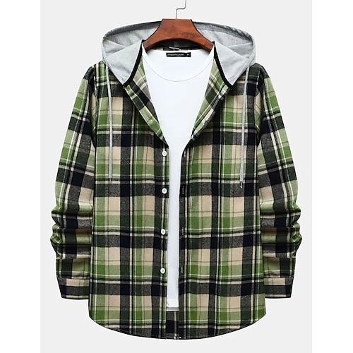 

Per uomo Camicia Sovracamicia Verde Cachi Manica lunga A quadri Bavero Primavera & Autunno Esterno Giornaliero Abbigliamento Stampa