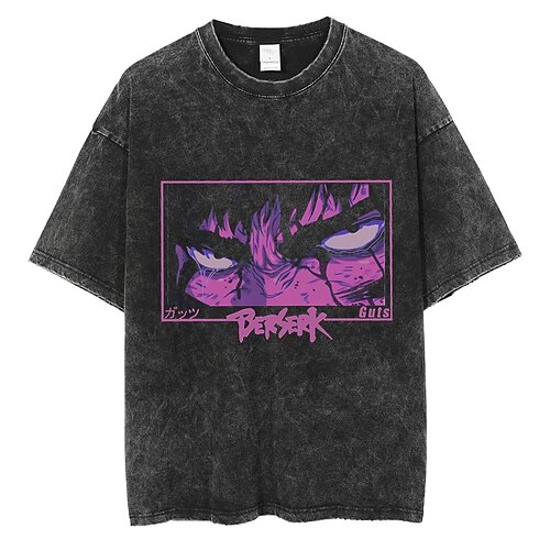 

Berserk Guts T-shirt Oversized Acid Washed Tee Print Graphic T-shirt For Men's Women's Unisex Adults' Hot Stamping 100% Cotton Casual Daily