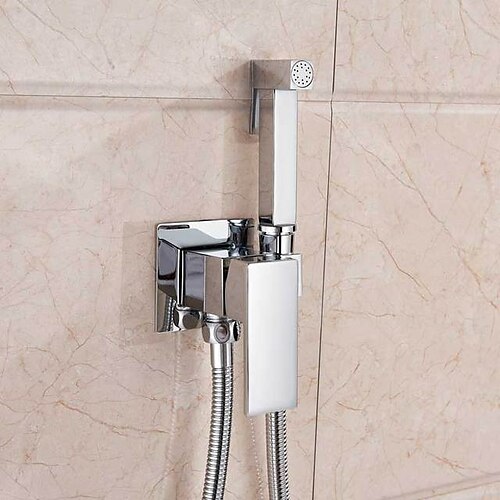 

Bathroom Handheld Shower Bidet Shattaf Sprayer Set Wall Mount, Brass Chrome Black Toilet Hand Held Bidet Shower Spray Wall Bracket Hose Diaper Cleaning