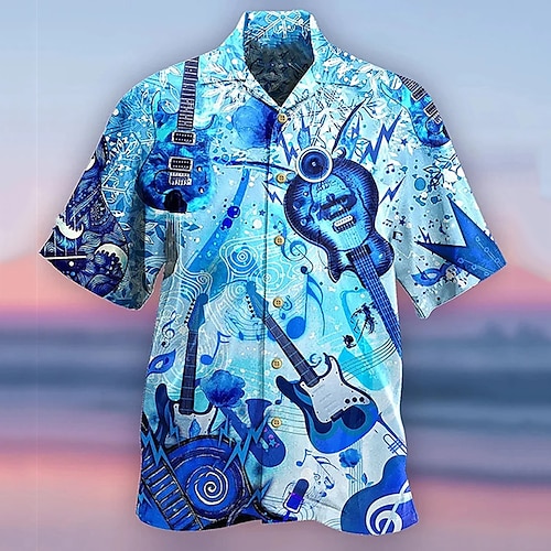 

Homens Camisa Social Camisa havaiana Coqueiro Estampas Abstratas pôr do sol colar cubano Rosa Azul Ao ar livre Casual Manga Curta Imprimir Roupa Esportes Moda Roupa de rua Designer