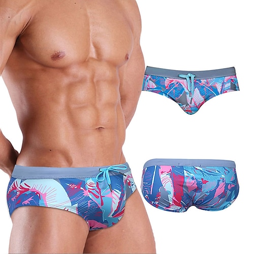 

Per uomo Costumi da bagno Pantaloncini da mare Pantaloncini Slip da bagno Stampa Piante Comfort Traspirante Esterno Giornaliero Per uscire Sportivo Hawaiano Grigio