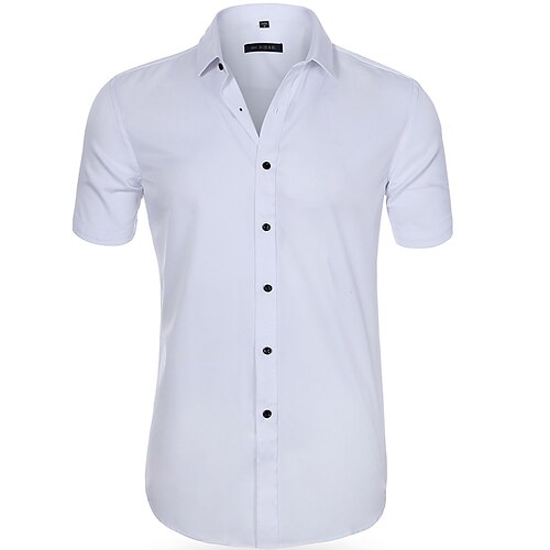

Per uomo Classico Vestiti Camicia Standard Manica corta Bavero Tinta unica Poliestere Nero Bianco Rosa 2023