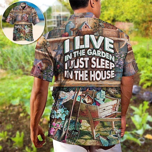 

Men's Shirt Summer Hawaiian Shirt Letter Graphic Prints House Cuban Collar White Green Khaki Outdoor Casual Short Sleeve Print Clothing Apparel Sports Fashion Streetwear Designer