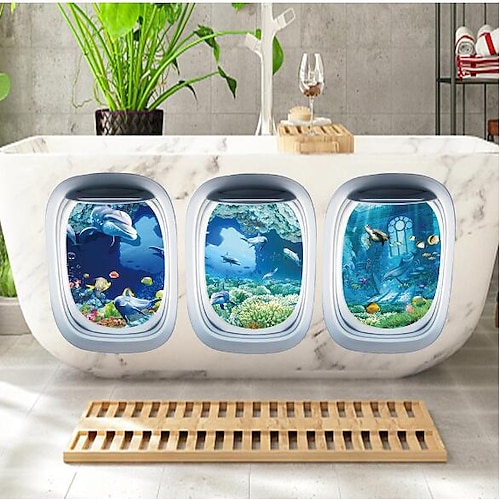 

3PCS Ocean Pattern Bathtub Appliques, Underwater World Bathtub Sticker, Toilet Bathtub Decoration Sticker, Bathroom Decor