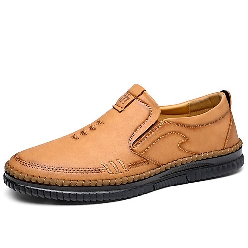 

Herren Loafer Slip On Komfort Schuhe Loafer fahren Leder-Loafer Brautkleider schlicht Outdoor Täglich Wanderschuhe Leder Atmungsaktiv Schwarz Weiß Kaki Sommer