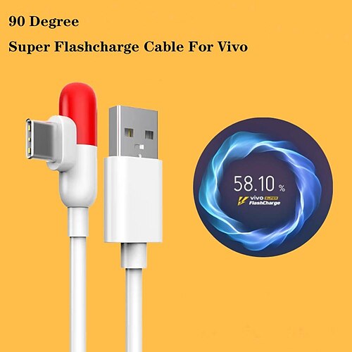 

90 graders usb type c kabel til vivo iqoo 5 3 x27 pro superhurtig opladerledning usb c 4a dataledning til iqoo pro z1 nex 3 3s neo x50