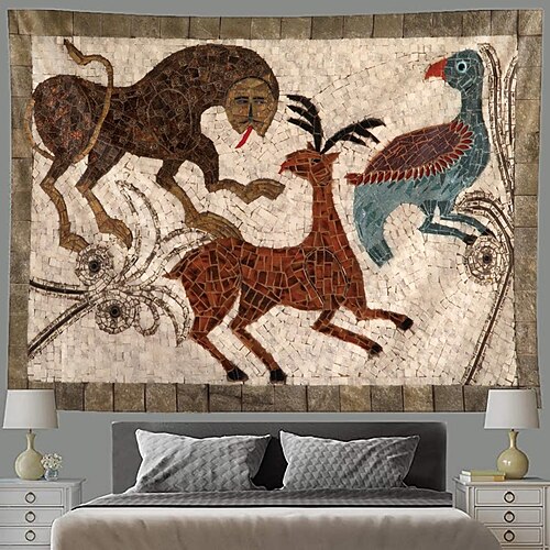 

animal medieval tapeçaria pendurada arte da parede grande tapeçaria mural mosaico decoração fotografia pano de fundo cobertor cortina casa quarto sala de estar decoração
