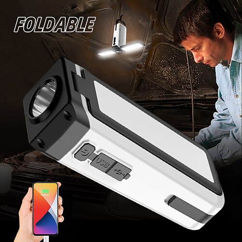 

potente torcia a led pieghevole luce da campeggio lanterna da pesca esterna ricaricabile usb impermeabile con torcia per riparazione gancio