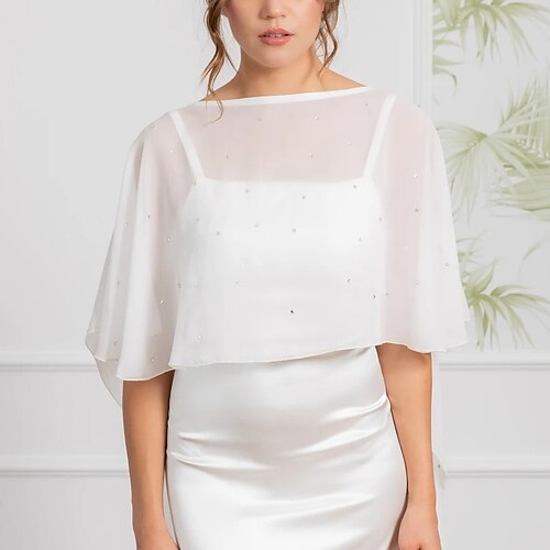 

Chales Estolas de Señora Un Color Elegante Sin Mangas Gasa Velos de Boda Con Color Puro Para Fiesta Primavera verano